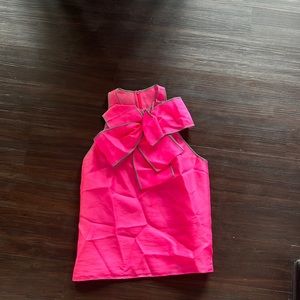 Bright pink blouse with bow, good condition